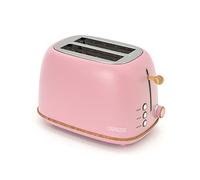 Tostapane Caprizze Kaito con Doppia Slot Extra Larga, 6 Livelli di Toast Design Vintage con Effetto Legno Rosa Opaco