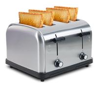 Tostapane commerciale a 4 fette, tostapane elettrico con pulsante di spegnimento/annullamento automatico e vassoio raccogli briciole rimovibile, 6 diversi livelli di cottura e fessure extra larghe pe
