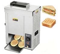 Tostapane Commerciale Inox Per Burger, Riscalda Panini Automatico 2000W, Sis-tema A Nastro Trasportatore A Catena, Temperatura Regolabile, 1400 Fette/Ora Affidabile Per Panifici