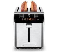 Tostapane digitale Smart Touch 2 fette, 6 impostazioni tonalità, tostapane 2 fette con fessure extra-large, touchscreen, +10 secondi, scongelamento, vassoio raccogli briciole rimovibile - Acciaio inox