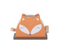 Tostapane giocattolo a forma di volpe arancione, marrone e bianco