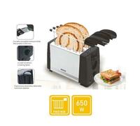 TOSTAPANE IN ACCIAIO TOSTIERA CON PINZE PER TOAST 2 FETTE TOASTER PIASTRA 650W
