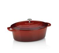 Kela 11942 Casseruola con Coperchio, Ghisa Smaltata, Elevata conservazione del Calore, Adatta a Piani a induzione, 6 l, Rosso, Ovale, Calido, Cast Iron, 33,00x25,50x12,00 cm
