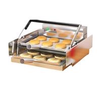 Tostapane per hamburger commerciale, macchina riscaldante completamente automatica a doppio strato, 800 W, acciaio inossidabile, 4/6 hamburger alla volta, 50-300 ℃, per riscaldamento del pane