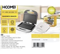 Tostapane Piastra per Toast 2 Griglie Sandwich Tostiera Elettrica 750W HM-5810W