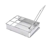 Tostapane pieghevole in acciaio inox, portatile, da campeggio, con rete a rete, manico lungo, per escursioni, picnic, facile da riporre e trasportare