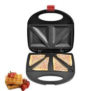 Tostapane sandwich, waffle maker da 3 in 1, potenza da 750 W, dotato di doppie luci degli indicatori e meccanismo di bloccaggio, manico da touch cool, telaio antiaderente rimovibile, black Sandwiches