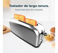 Cecotec Toastin' time 850 Inox Tostapane Lungo 1 Fetta Lunga e Supporto per Rullini in Argento