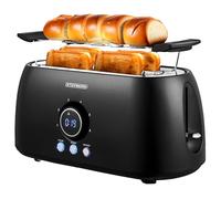 Tostapane XXL 4 fette nero display digitale grande, elegante, ampio, lungo con inserto per panini, stretto, spegnimento automatico