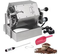 Tostatrice Elettrica per Chicchi di Caffè 800g, Macchina per Torrefazione Commerciale con Termometro, Riscaldamento Uniforme a 360°, Tostatore in Acciaio Inox per Caffè, Noci & Cereali