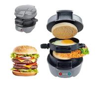 Tostiera Sandwich Maker, Pressa Per Panini Con Anelli Per Uova E Timer, Macchina Per Hamburger Piastre Antiaderenti, Per Hamburger, Panini, Toast, Waffle, Colazione Presto (Grey)