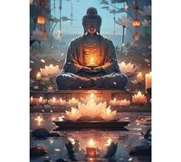 TOSTOG 5D DIY Diamond Painting Kit Completo,Statua e Candela Di Buddha Rotondo Diamond Art Kit per Adulti e Principianti,Ricamo a Punto Croce Painting Pittura Decorazione Casa 30x40cm