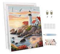 TOSTOG Dipingere con i Numeri per Adulti con Telaio,Faro Paesaggio Paint by Numbers Kit Fai da te Olio La Pittura di Numeri Kit Decora la casa Regalo 30x40cm