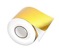 Tosucs Nastro Adesivo in Alluminio con Rete di Rinforzo,Nastro Ignifugo in Fibra di Vetro Ricambio per Motocicli,Nastro Isolante Termico,50 mm x 10 m,Resistente Alte Temperature (Oro)