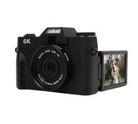 Tosuny Camera Digitale retrò 6K 64 MP con Zoom 16x e Schermo di Lancio a 180 ° per Vlogging, Focus Automatico, Wifi, Luce di Riempimento a LED, Lento e Tiro Continuo (BLACK)