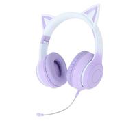 Tosuny Cuffie da Gioco Bluetooth, Cuffie da Gioco Wireless con Orecchio Carino con Microfono, Luce LED, Altoparlante Stereo HiFi da 40 Mm, Archetto Regolabile, Cavo AUX da 3,5 Mm, per (PURPLE)