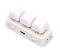 Tosuny Mini Tastiera Bluetooth a 3 Tasti, Tastierino Macro Programmabile con Funzione Copia e Incolla, Girapagina Wireless per E-reader, Retroilluminato RGB Ricaricabile 380 MAh (WHITE)