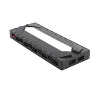 Tosuny PWM Argb Fan Hub, Controller della Ventola per Pc a 4 Pin Porta con 10 Porte Argb per Ventole Argb e Strisce LED, Input Diretto di Potenza, Design Magnetico Facile (BLACK)
