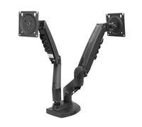 Tosuny Supporto da Scrivania Regolabile con Bracci per Doppio Schermo con Ampia compatibilità per Schermi da 17-27 pollici. Design Salvaspazio per Giocare e lavorare. Piastra in Acciaio