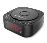 Tosuny Sveglia con Lettore CD, Radiosveglia con CD con Telecomando, Altoparlante Bluetooth e Doppia Sveglia, Display Oscurabile con Timer di Spegnimento per Camera da Letto, Caricatore (BLACK)