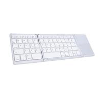 Tosuny Tastiera Bluetooth Pieghevole con Touchpad, Tastiera Wireless Portatile, Spegnimento e Riattivazione Automatici, Tastiere Pieghevoli Ricaricabili, Collega Fino a 3 Dispositivi, (SILVER)