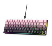 Tosuny Tastiera da Gioco Meccanica 60%, Tastiera da Gioco Retroilluminata RGB con Interruttore Rosso, Tastiera Office Cablata a 68 Tasti, Caldaletta, Senza Conflitto, per Laptop per PC (rosa sfumato)