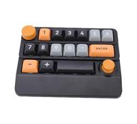 Tosuny Tastierino Numerico Meccanico Wireless, Tastiera Macro Programmabile Cablata 2.4G/Bluetooth/USB C con Manopola, Retroilluminazione RGB, Tasti Interi Sostituibili a Caldo, (Giallo Nero Blu)