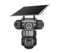 Tosuny Telecamera di Sicurezza Solare 4K Wireless da Esterno, Telecamera PTZ a 360° per Sicurezza Domestica, Tripla Lente, Zoom 10X, Rilevamento Movimento PIR, Conversazione