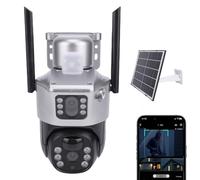 Tosuny Telecamere di Sicurezza Solari 2K da Esterno Wireless, Telecamera di Sicurezza Cellulare 4G LTE con Doppio Obiettivo, Rilevamento Movimento PIR, Localizzazione Automatica,