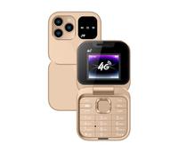 Tosuny Telefono a Conchiglia 4G LTE Sbloccato, Mini Telefono a Conchiglia 4G per Anziani, Altoparlante, Slot per Doppia SIM, Schermo da 1,77 Pollici, Composizione con un C lic, (GOLD)