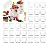 TOSUTO 30 Vasetti per yogurt con coperchio,200 ml,Vasetti da Yogurt in Vetro,bicchieri da dessert,barattoli per yogurt, ideali per panna cotta, tiramisù, budino, yogurt, piccoli bicchieri per dessert
