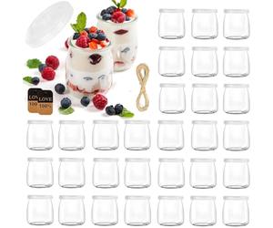 TOSUTO 30 Vasetti per yogurt con coperchio,200 ml,Vasetti da Yogurt in Vetro,bicchieri da dessert,barattoli per yogurt, ideali per panna cotta, tiramisù, budino, yogurt, piccoli bicchieri per dessert