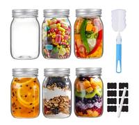 TOSUTO 500ml Mason Jar - 6 Pezzi Vasetti Vetro con Coperchio per Conserve, Overnight Oats, Marmellate, Yogurt, Miele