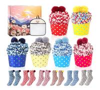 TOSUTO 6 pezzi Calze di Natale per Donne,Calzini Termici Donna,Divertenti Calze,Cupcake Calzinis con Borsa Portaoggetti,Idee Regalo per Natale,San Valentino,Capodanno,Regalo per Ragazze,Sorelle,Mamme