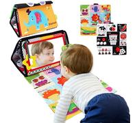 TOSUTO Giochi Montessori Neonati 0 3 6 12 Mesi,Giocattoli a Specchio per Bambini,Tummy Time Neonati Bianco e Nero Giocattoli Educativi,Specchio Neonato Tummy Time con Giocattolis per la Dentizione