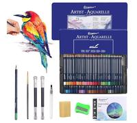 TOSUTO Matite Colorate,72 Set Matite da Disegno Professionali,per Sfumatura, Stratificazione e Pittura ad Acquerello,Con temperino,2 Estensori per matita e gomma,Matite Acquarellabili Professionali