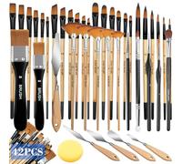 TOSUTO Set Pennelli Pittura Acrilica e Acquerello Professionali (42 Pezzi) - Pennelli In Nylon Sintetici Per Artisti