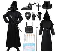 TOSZOLY Medico della Peste Costume, Dottore della Peste con Maschera, Regalo Uomo, Vestito Pestes per Halloween Carnevale Cosplay (M)