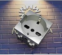 TOT ELECTRIC Interruttori prese pulsanti frutti compatibili con Bticino Living light Tech international e air grigio argento silver (Presa Shuko)