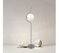 TOT ELECTRIC Lampada da terra piantana Argento in metallo con Sfera in Vetro bianco attacco E27 design moderno minimal