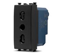 TOT ELECTRIC PRESA BIVALENTE Nero bipasso Frutti elettrici compatibili con Vimar Arke per placche supporti 19613
