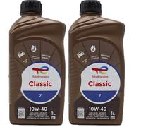 TOTAL 218996 CLASSIC 7 OLIO MOTORE A BASE SINTETICA 10W40 PER MOTORI DIESEL E BENZINA SENZA DPF. ADATTO ANCHE PER MOTORI GPL/METANO. CONFEZIONE 2 LITRI
