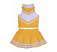 Total 2550 Costume da cheerleader, costume da cheerleader, per cosplay, in oro giallo/bianco (taglia S/2-5)