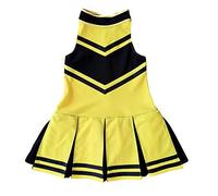 Total 2550 Vestito da cheerleader, per bambine e ragazze, colore giallo brillante, nero (taglia S/2-5)