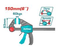 TOTAL / 6 pezzi Strettoio rapido ad una mano reversibile - 60kg - L. 150 mm.-