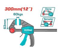 TOTAL / 6 pezzi Strettoio rapido ad una mano reversibile - 60kg - L. 300 mm.