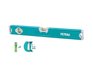 TOTAL - Bubble Level | 100 cm | 2 Bubbles for Horizontal and Vertical | Tool for Woodworking and DIY Work | ABS Side for Shock Absorbing | Aluminium