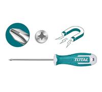TOTAL - Cacciavite a testa Phillips 5mm | PH1 x 100mm | Manico ergonomico bimateriale | Acciaio