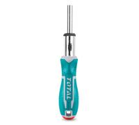 TOTAL - Cacciavite con 23 accessori intercambiabili | Funzione cricchetto con 22 denti | Doppia asta intercambiabile | 16 punte magnetiche | 7 bicchieri