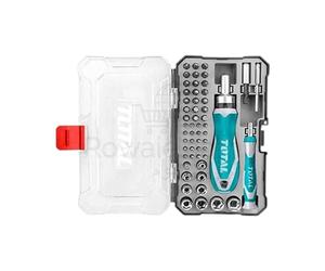 TOTAL - Cacciavite multi-bit | Set di 41 punte e 9 prese | Ideale per serrare o allentare diversi tipi di viti | Maniglia con funzione a cricchetto